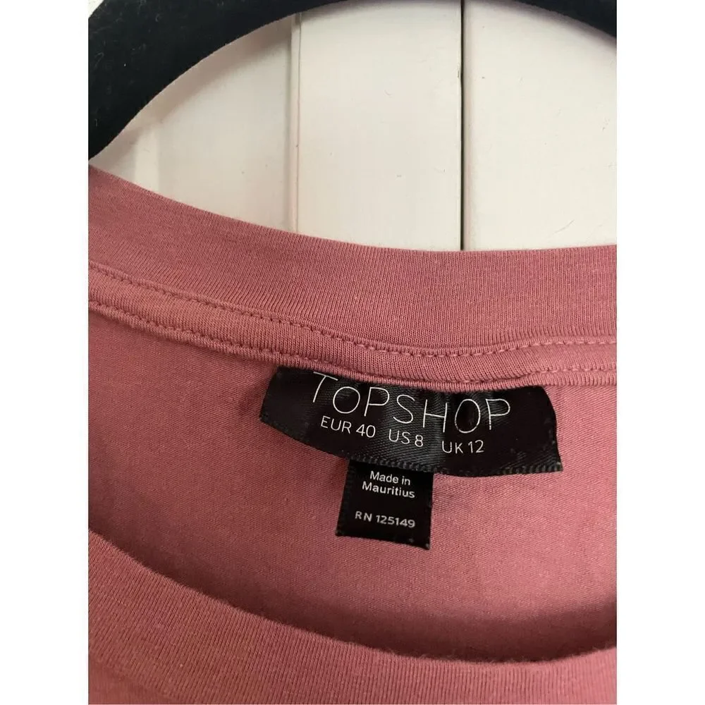Top shop pink ruffle long sleeve blouse 8